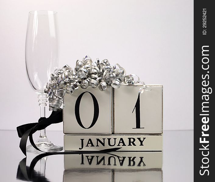 White theme Save the date with a Happy New Year, January 1