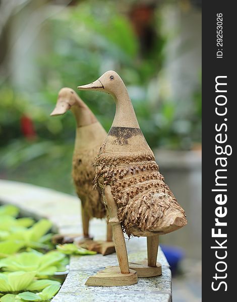 Bamboo ducks are made from bamboo root. Bamboo ducks are made from bamboo root