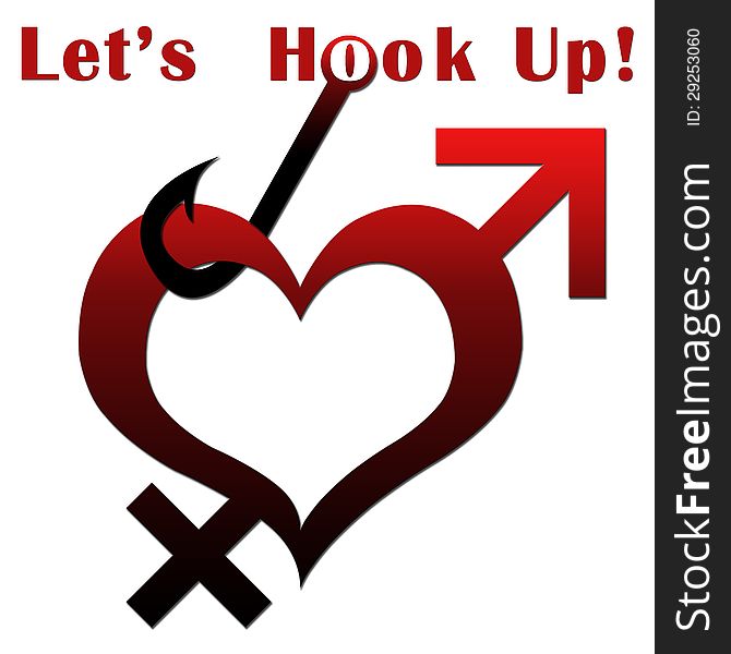 Heart Shape with Lets Hook Up text