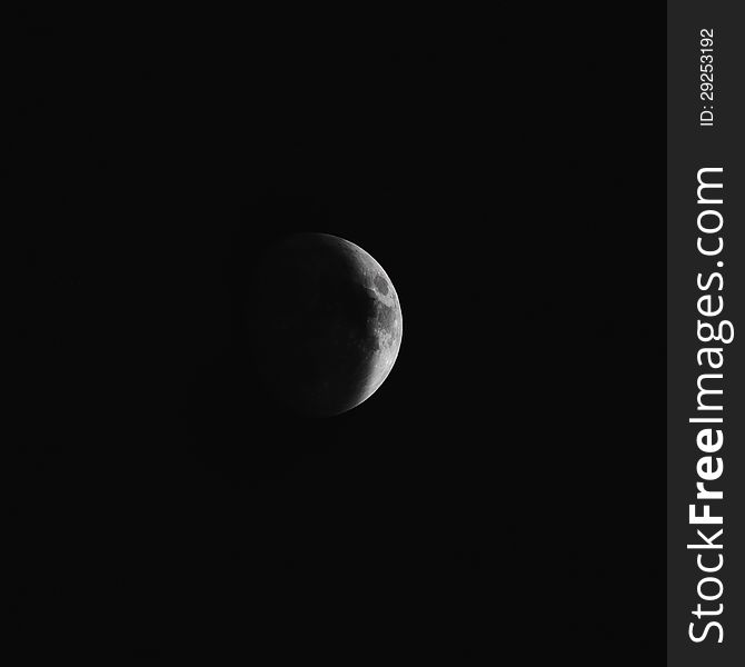 The mystery quarter moon at the night sky. The mystery quarter moon at the night sky