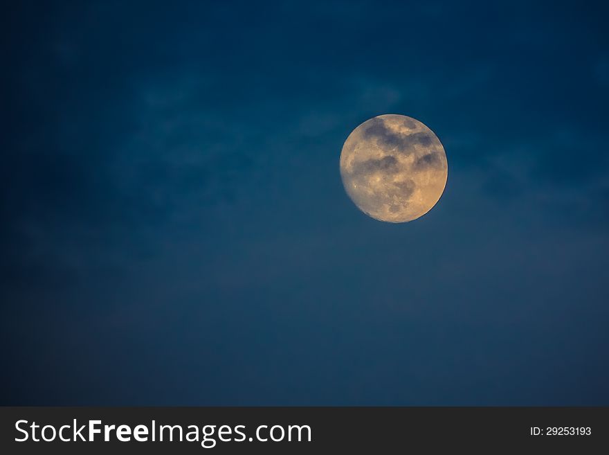 The mystery half moon at the night sky. The mystery half moon at the night sky