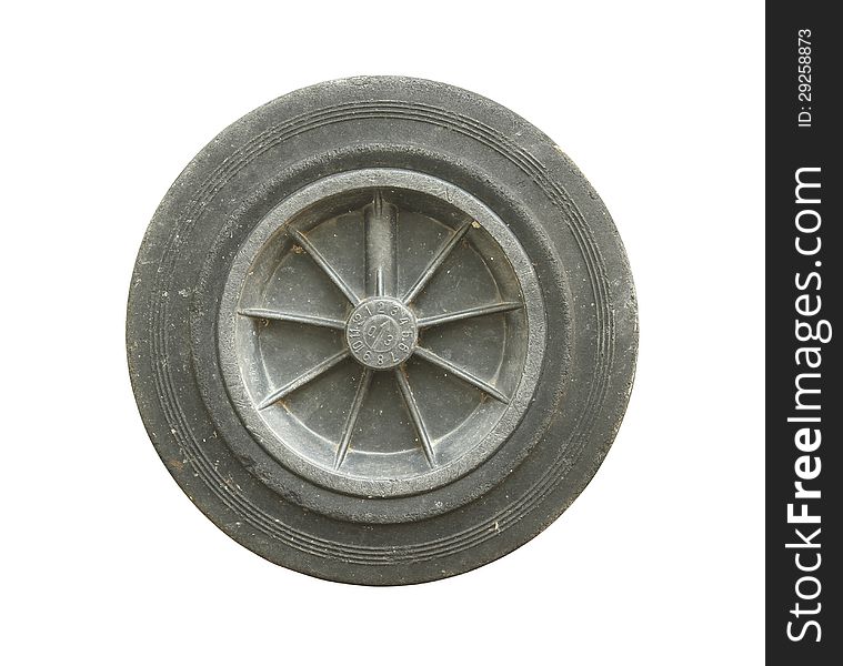 Old cart wheel isolated on white background. Old cart wheel isolated on white background