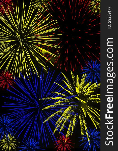 Fancy fireworks with black background