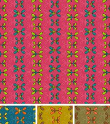 Seamless Abstract Pattern. Set Of Four, Pink Blue Brown Stock Photo Seamless Abstract Pattern. Set Of Four, Pink Blue Brown Stock Photo