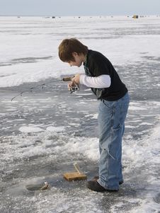 Boy Ice Fishing Stock Photos