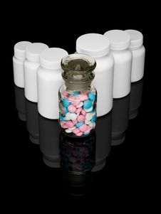 Row Of Pill Bottles. Stock Images