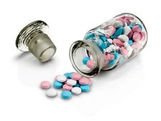 Glass Vial With A Glass Stopper And Group A Pill. Royalty Free Stock Image Glass Vial With A Glass Stopper And Group A Pill. Royalty Free Stock Image