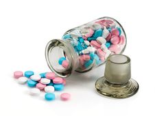 Glass Vial With A Glass Stopper And Group A Pill. Stock Photos Glass Vial With A Glass Stopper And Group A Pill. Stock Photos