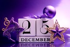 Purple Theme Save The Date Calendar For Christmas Day, December 25. Stock Photography Purple Theme Save The Date Calendar For Christmas Day, December 25. Stock Photography