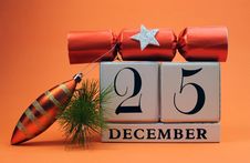 Orange Theme Save The Date White Calendar For Christmas Day, December 25. Royalty Free Stock Images Orange Theme Save The Date White Calendar For Christmas Day, December 25. Royalty Free Stock Images