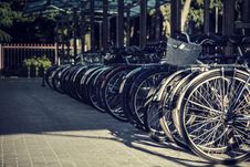 Many Bicycles Stand One-behind-one Royalty Free Stock Photo Many Bicycles Stand One-behind-one Royalty Free Stock Photo