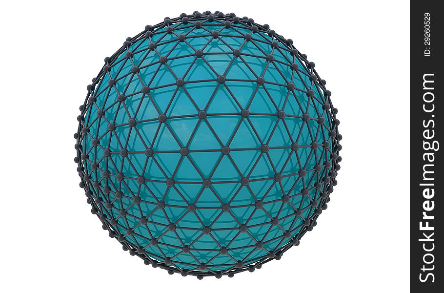 3d design. Blue sphere protected and white background. 3d design. Blue sphere protected and white background.