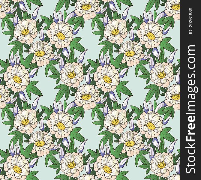 Vector seamless background with flowers