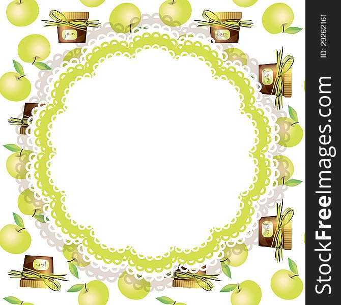 Vector freshness background with apples and jam. Vector freshness background with apples and jam