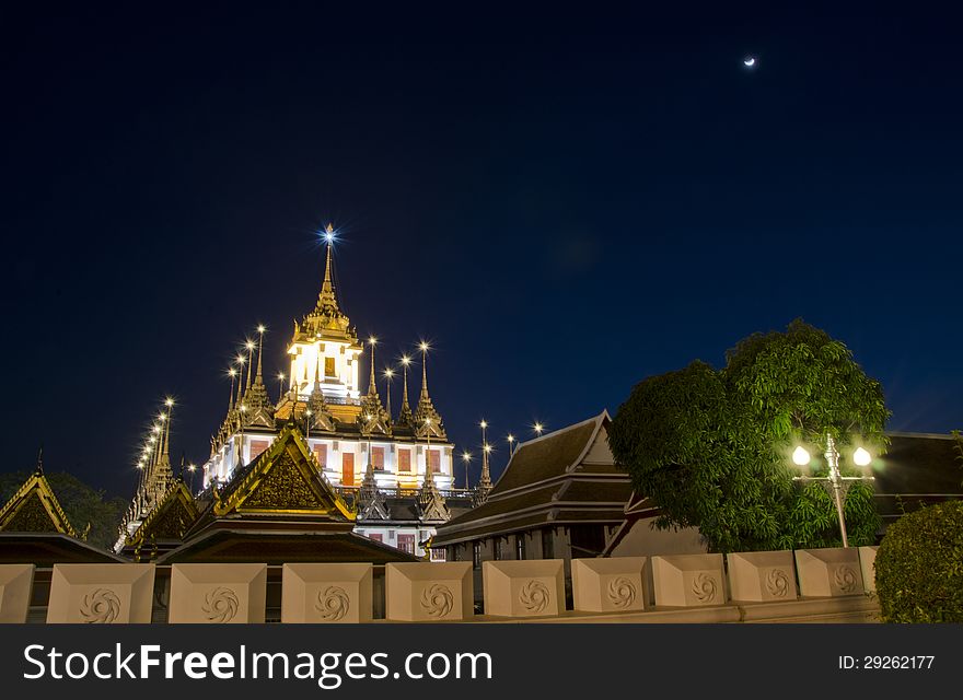 Twilight At Wat Ratchanatdaram Worawihan Temple