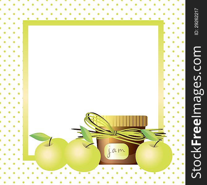 Vector freshness background with apples and jam. Vector freshness background with apples and jam