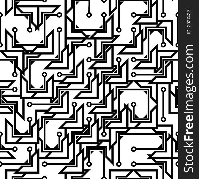Monochrome seamless abstract pattern in hi-tech style. EPS 8 vector illustration.