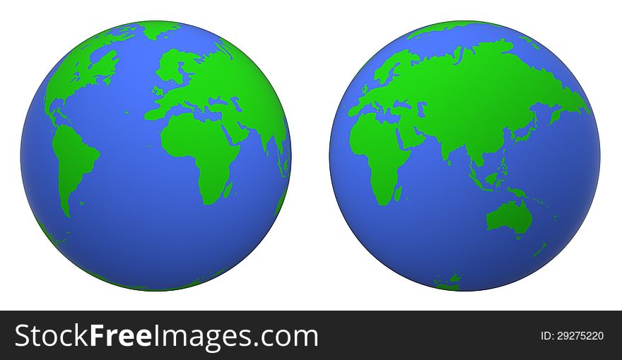 3D model of the Earth isolated on white background