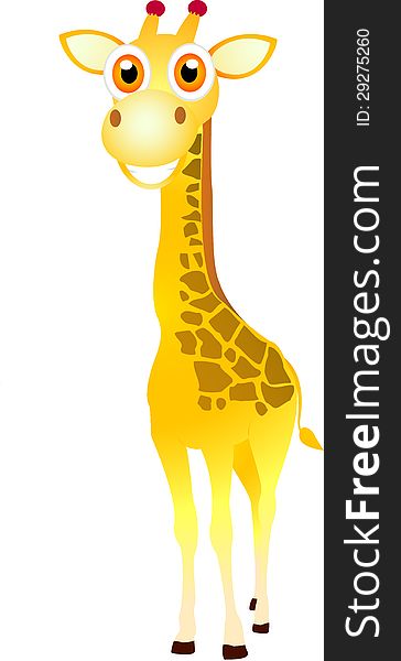 Illustration Of Cute Giraffe Standing On White