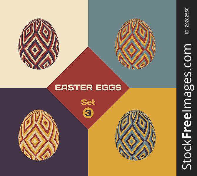 Set of colorful easter eggs with geometrical pattern. Vol.3. Set of colorful easter eggs with geometrical pattern. Vol.3