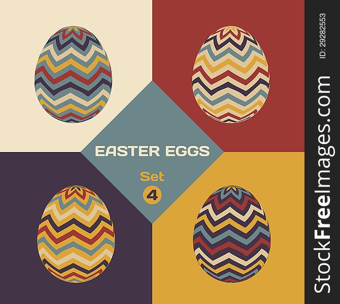 Set of colorful easter eggs with geometrical pattern. Vol.4. Set of colorful easter eggs with geometrical pattern. Vol.4