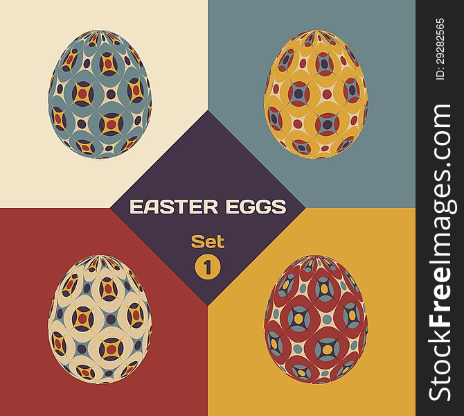 Set of colorful easter eggs with geometrical pattern. Vol.1. Set of colorful easter eggs with geometrical pattern. Vol.1