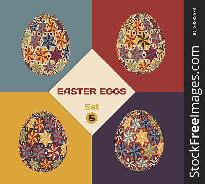 Set of colorful easter eggs with geometrical pattern. Vol.5. Set of colorful easter eggs with geometrical pattern. Vol.5