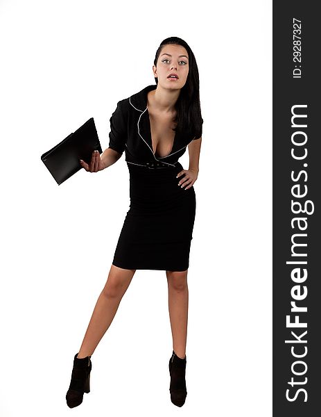 Elegant Business Woman Holding Portfolio