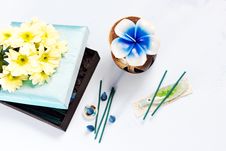 Aromatherapy Set With Flower Candle And Incense Royalty Free Stock Photo Aromatherapy Set With Flower Candle And Incense Royalty Free Stock Photo