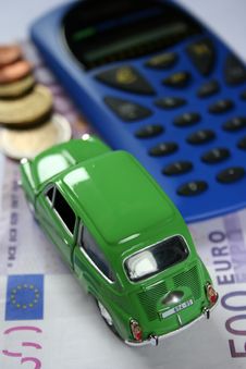 Car, Calculator And Money Stock Photo