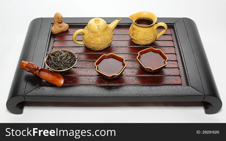 Chinese tea table drinking tea ceremony. Chinese tea table drinking tea ceremony