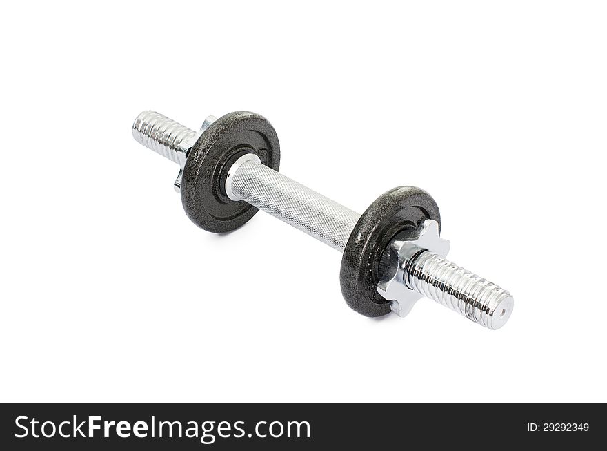Black And Silver Dumbbells Isolated On White