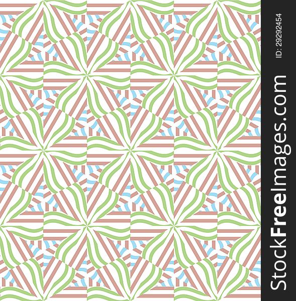 Abstract Flowers Seamless Pattern With Stripes