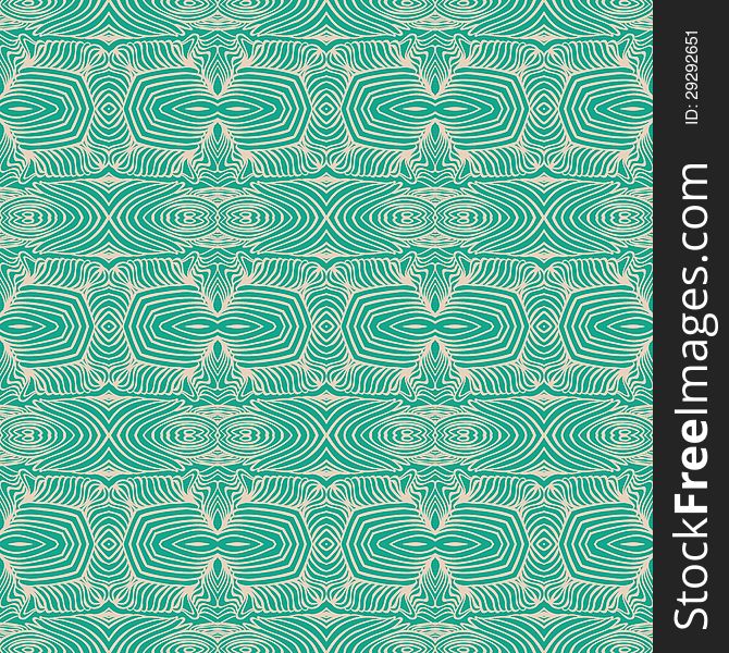 Vector seamless detailed, ornamented and decorative pattern with psychedelic shapes and delicate lines in emerald green color. Beautiful wallpaper, textile, fashionable fabric, website background. Vector seamless detailed, ornamented and decorative pattern with psychedelic shapes and delicate lines in emerald green color. Beautiful wallpaper, textile, fashionable fabric, website background