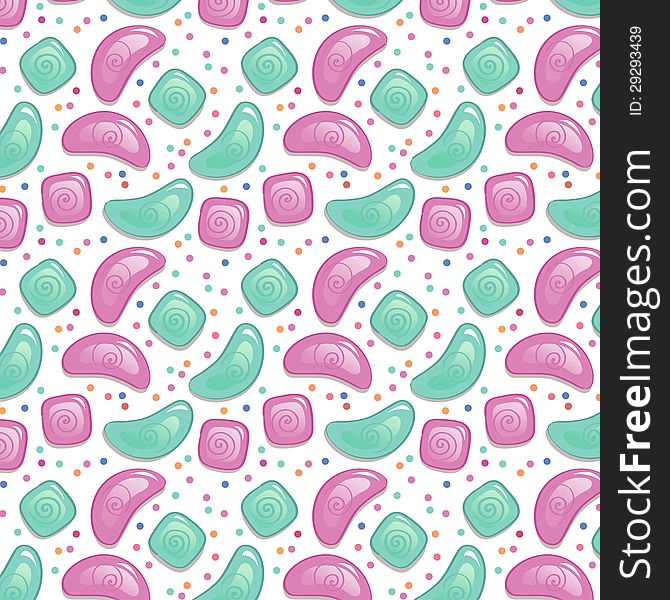 Seamless Pattern With Candy And Confetti
