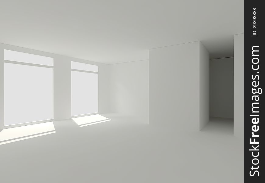 Abstract empty white room architectural concept