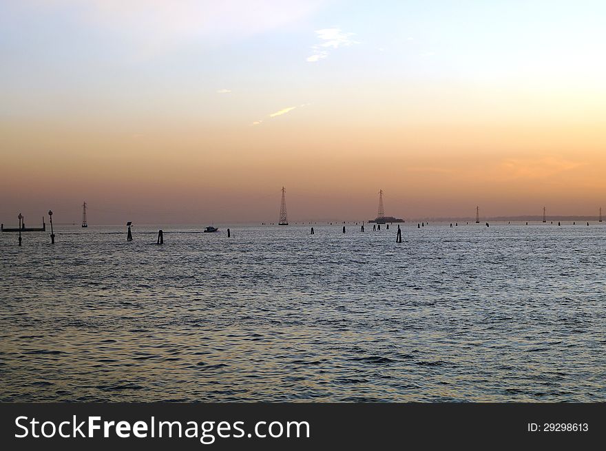 Channel in Venice. sunset amazing view. Channel in Venice. sunset amazing view