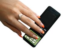 Manicure On Phone Royalty Free Stock Photography Manicure On Phone Royalty Free Stock Photography