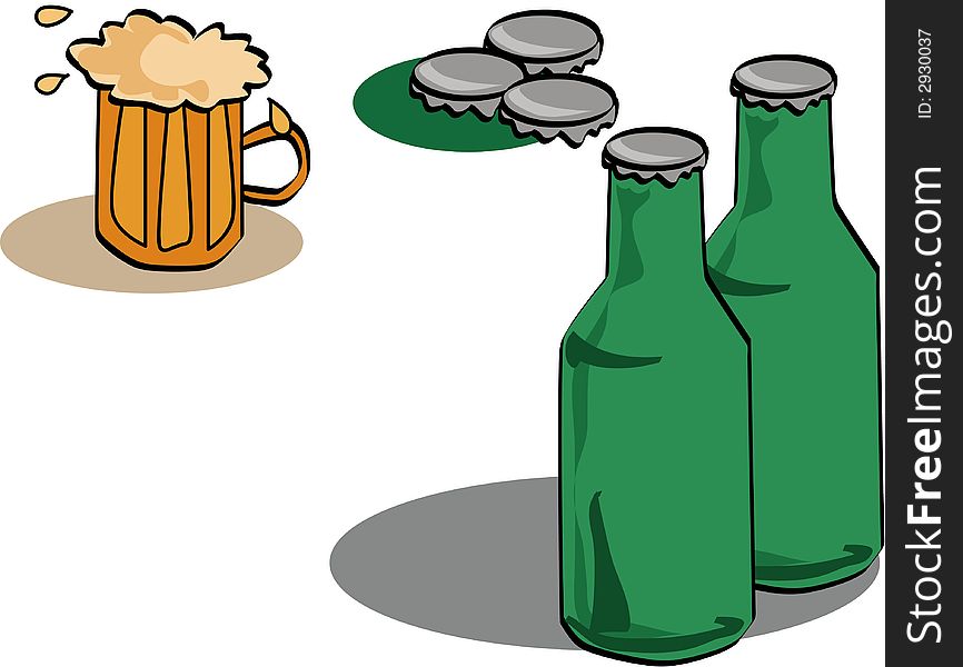 Beer, alcoholic drink on white background