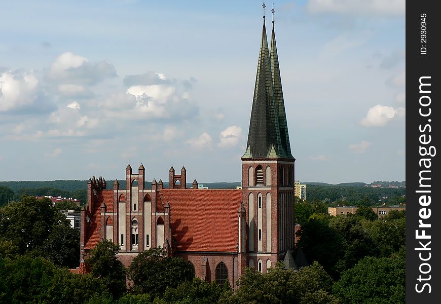 A panorama photo of an old church. A panorama photo of an old church