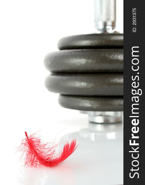 Dumbbell And Feather Isolated