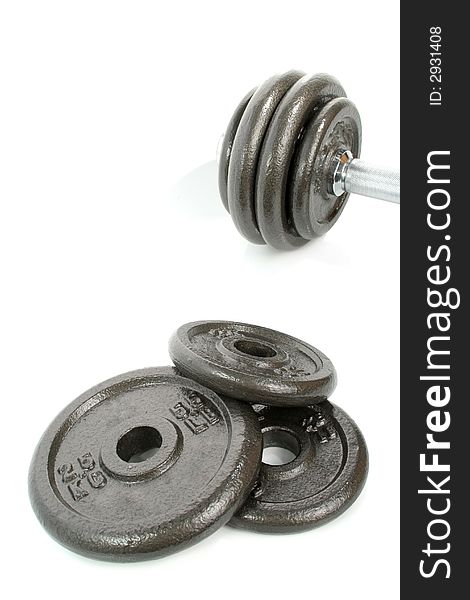 Iron Dumbbells Set On White