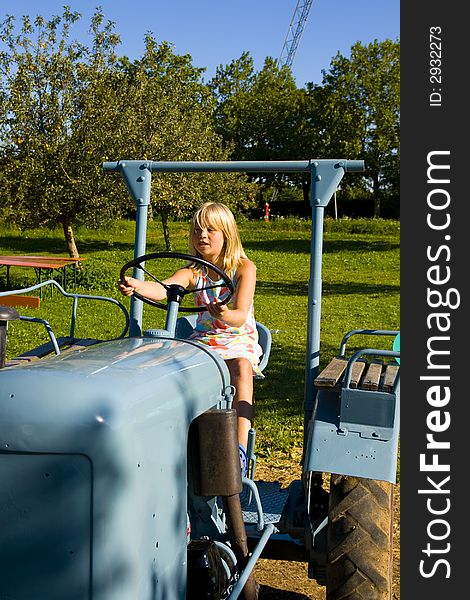 Farmer S Daughter On A Tractor