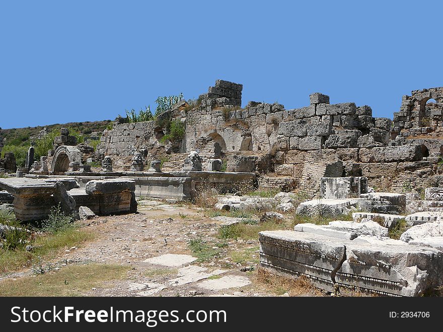 Archeological view of ancient site in Perge Turkey. Archeological view of ancient site in Perge Turkey