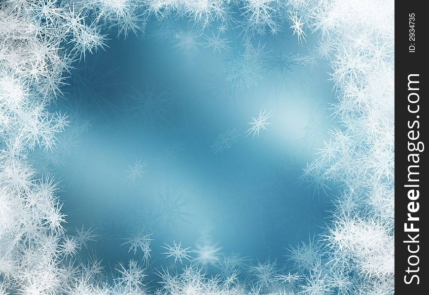 Wintry background of many snowflakes