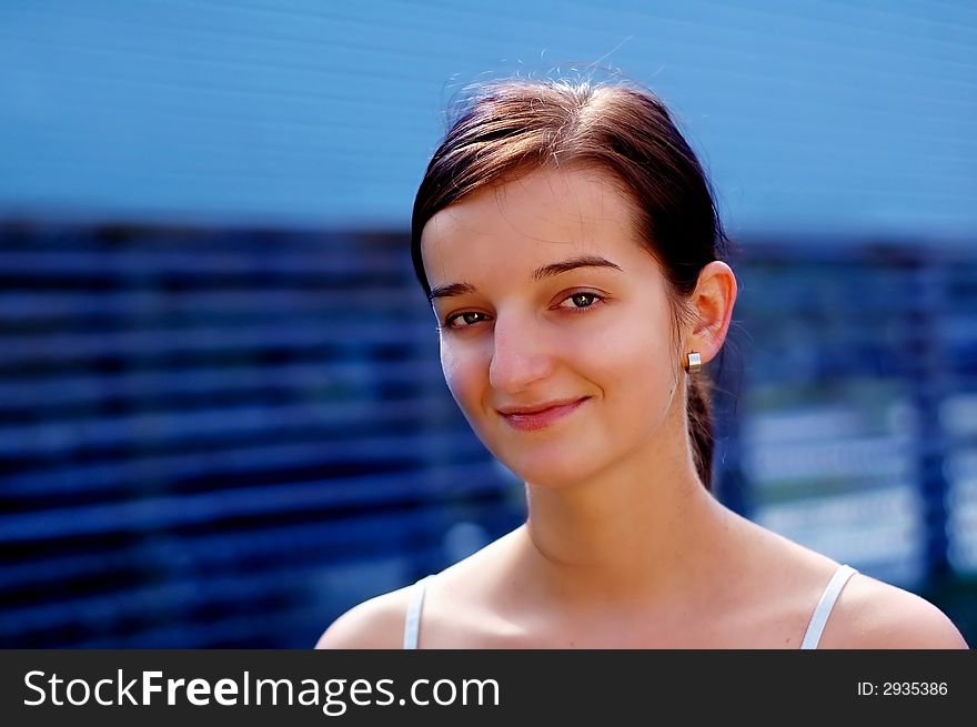 Portrait of a brunette nice girl.