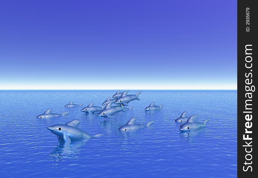 Dolhins plying in the waves. Dolhins plying in the waves