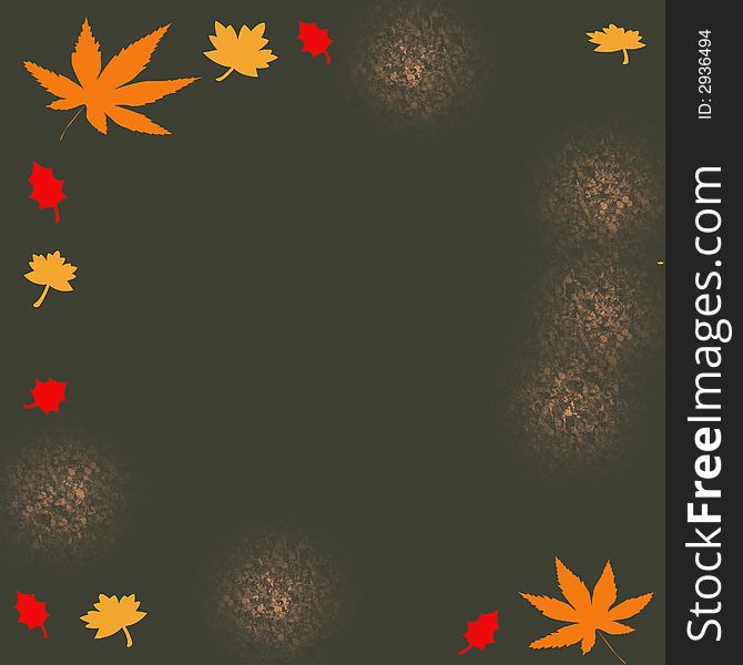 Autumn leaves colorful border on black  background. Autumn leaves colorful border on black  background