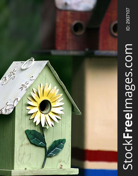 Birdhouse with a flower design. Birdhouse with a flower design