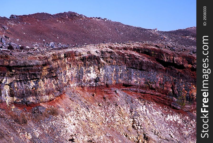 View of the rim of Mount Fuji's crater. View of the rim of Mount Fuji's crater